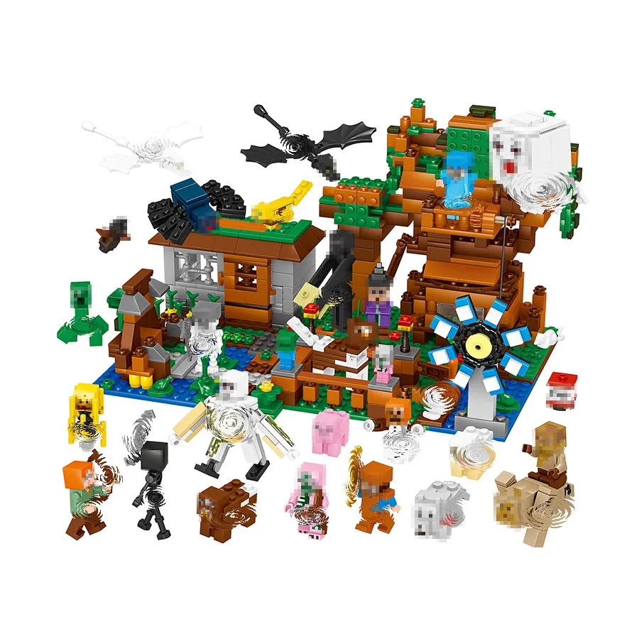 

My World Minecrafted Figures Windmill Town Building Blocks DIY Bricks Legoed Minecraft Educational Enlighten Children Toys