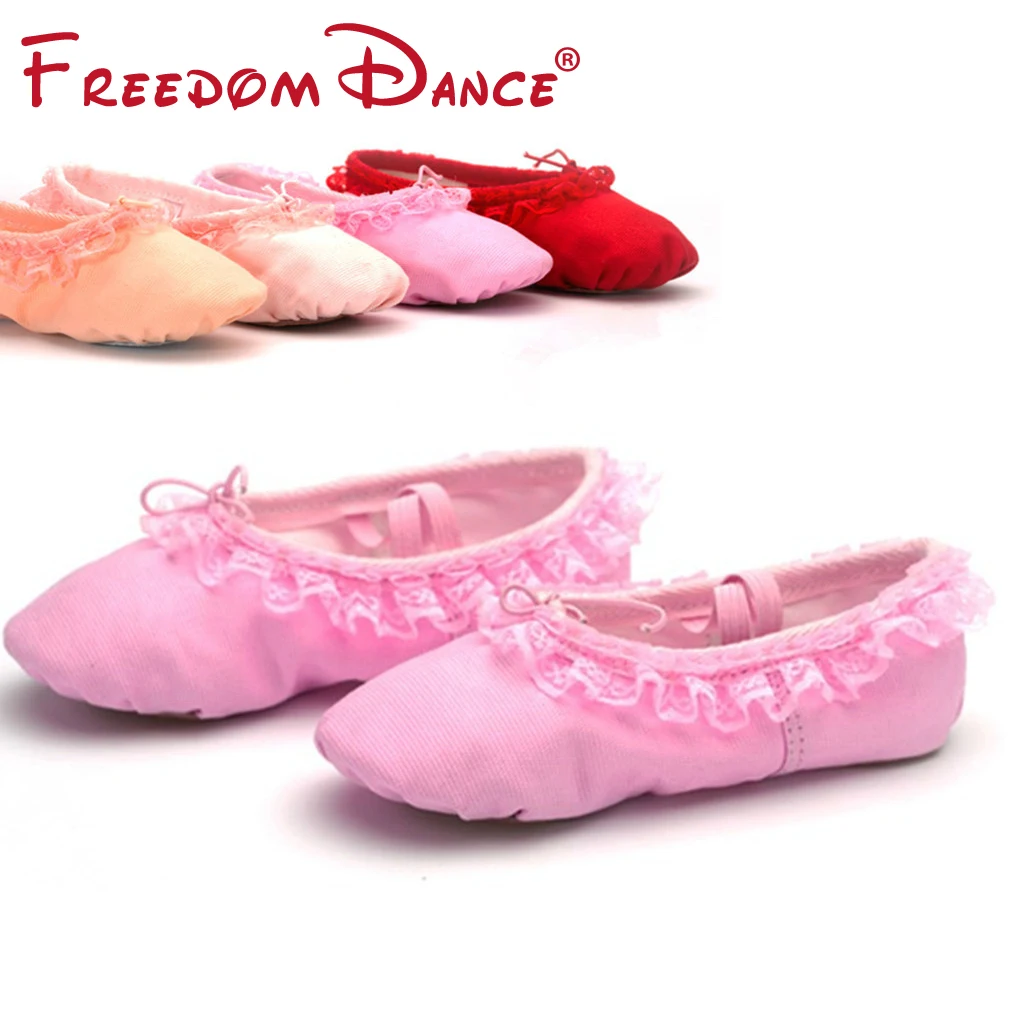 2018 Children's Ballet Dance Shoes Cloth Lace Decorated Split Soles