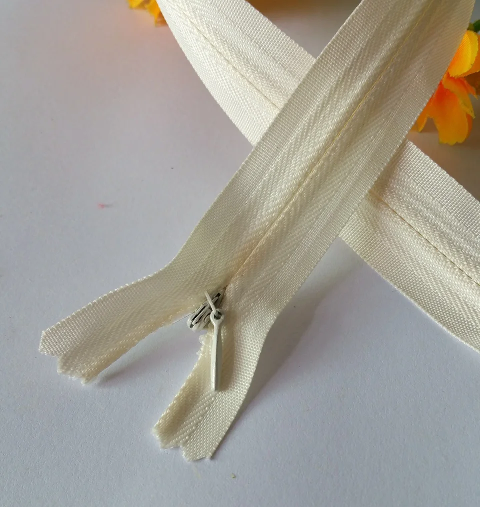 milky white invisible zipper 40CM Skirt Dress back cushion Zipper 3 15