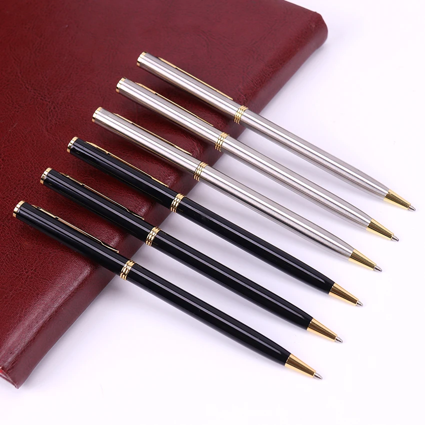 

1PC New Arrival Metal Ballpoint Pens Rotating Metal Small Oil Pen Blue Ink for Office School Supplies