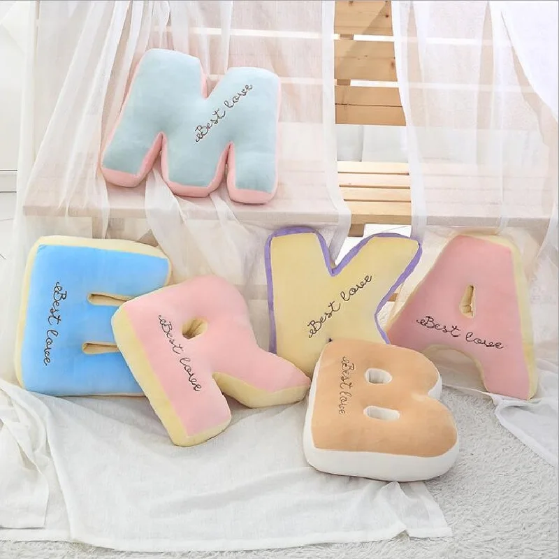 

Lovely English Alphabet Letter Stuffed Cushion Pillow Baby Calm Sleep Doll Kids Living Room Decoration Toys Gift Boys Girls