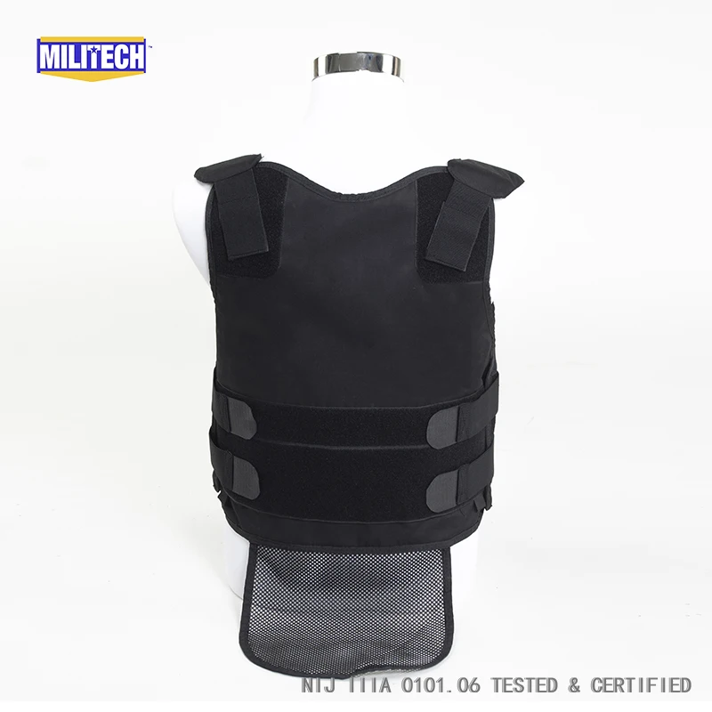 Militech Black NIJ IIIA 3A 0101.06 Ballistic &NIJ 0115.00 Level 2 Stab Resistant Concealable Aramid Bulletproof Vest Covert Vest