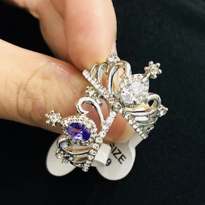 

Vienkim Fashion Rose Gold Silver Crown Women's Ring CZ AAA Red Purple White Zircon Wedding Engagement Rings For Women Jewelry