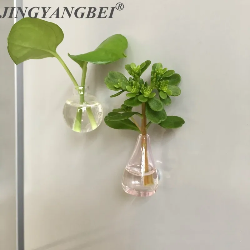 Mini florero de cerámica con imán para nevera, florero de porcelana artesanal, imán para refrigerador, para mensaje pegatina, flores, planta verde, regalo de cocina - 100 cosas bonitas para la casa