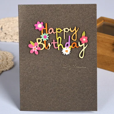 Креативные мини поздравительные открытки ручной работы красочный деревянный орнамент Детские поздравительные открытки для друзей на день рождения - Цвет: MINI-1707II 09
