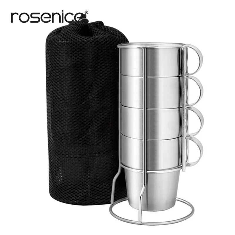 4pcs Stainless Steel Cups Wine Beer Coffee Cup Whiskey Mugs Double-Layer with Stand and Mesh Bag Outdoor Travel Cup Set 4pcs Stainless Steel Cups Wine Beer Coffee Cup Whiskey Mugs Double-Layer with Stand and Mesh Bag Outdoor Travel Cup Set