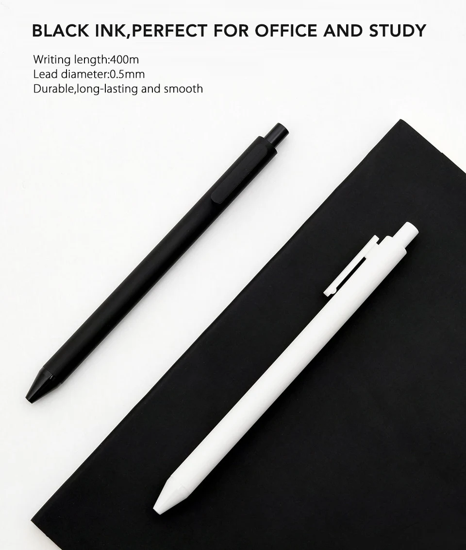 Xiao mi jia KACO 0,5 мм Xio mi подписывающая ручка Gal чернила гладкое написание прочное Подписывание черный Заправка 10 шт./лот