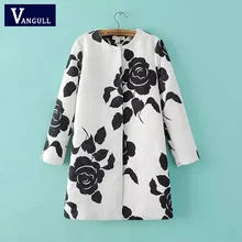 Vangull Europe wind Spring autumn new fashion leisure coat embossed roses long outwear coats female Warm cloak overcoat