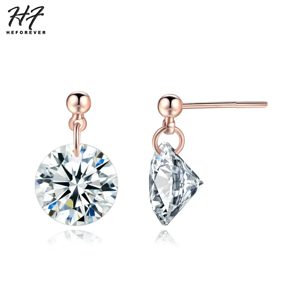 

Classic Drop Earring For Women Complete Clear AAA+ Cubic Zirconia Rose Gold Color Fashion Jewelry Wedding Party Xmas E153