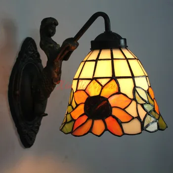 

fashion tiffany Mediterranean Mermaid mirror light fashion rustic wall lamp bed lamps
