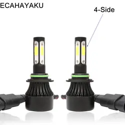 ECAHAYAKU 4 стороны светлые H4 H11 H7 9005 9006 автомобилей светодиодный лампы X7 72 W 16000lm головная лампа COB чипы Авто Светодиодный лампочки