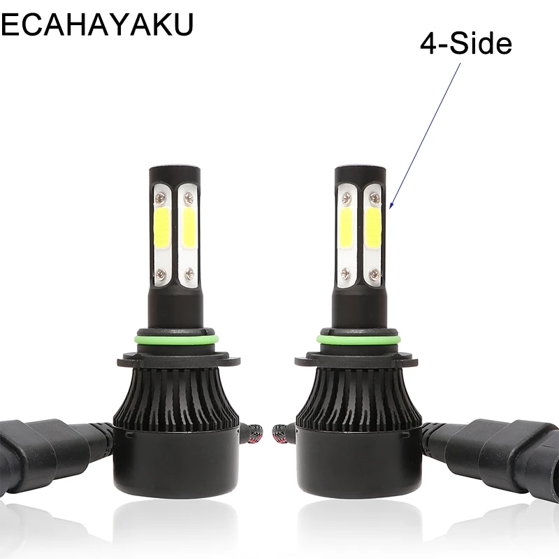 ECAHAYAKU 4 стороны светящийся H4 H11 H7 9005 9006 автомобильные светодиодсветильник фары X7 72