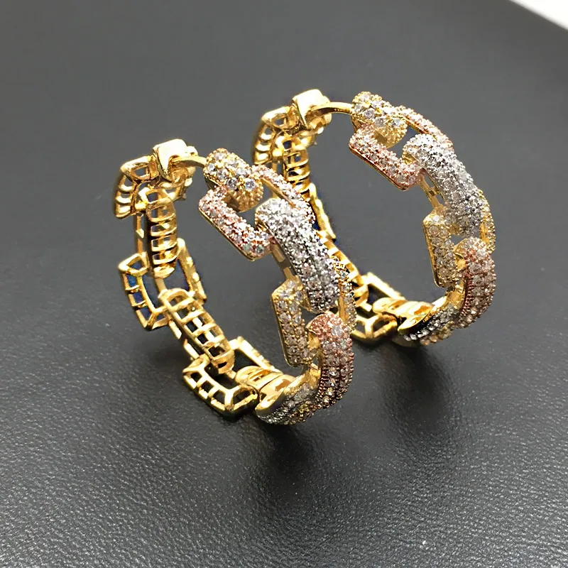 

Lanyika Fashion Jewelry Luxury Delicate Simple Chain Shape Heavy Hoops Ear Loops Plated Wedding Engagement Earrings Best Gift