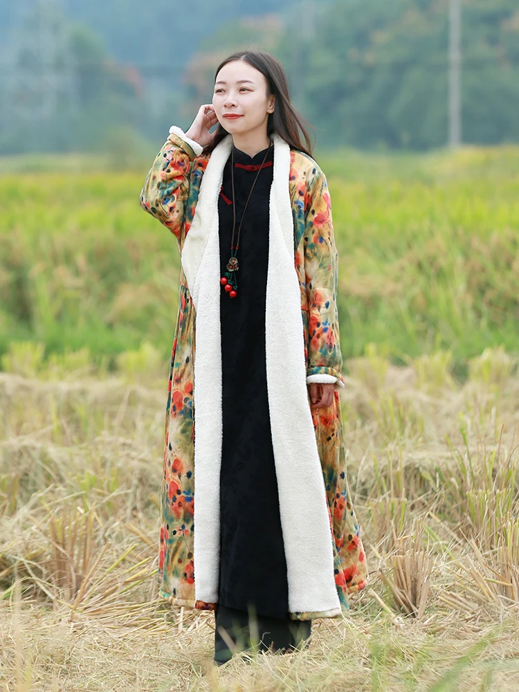LZJN New Autumn Winter Women's Fleece Lined Jacket Coats Female Long Coats Outerwear Warm Thick Female Slim Fit Long Windbreaker (32)