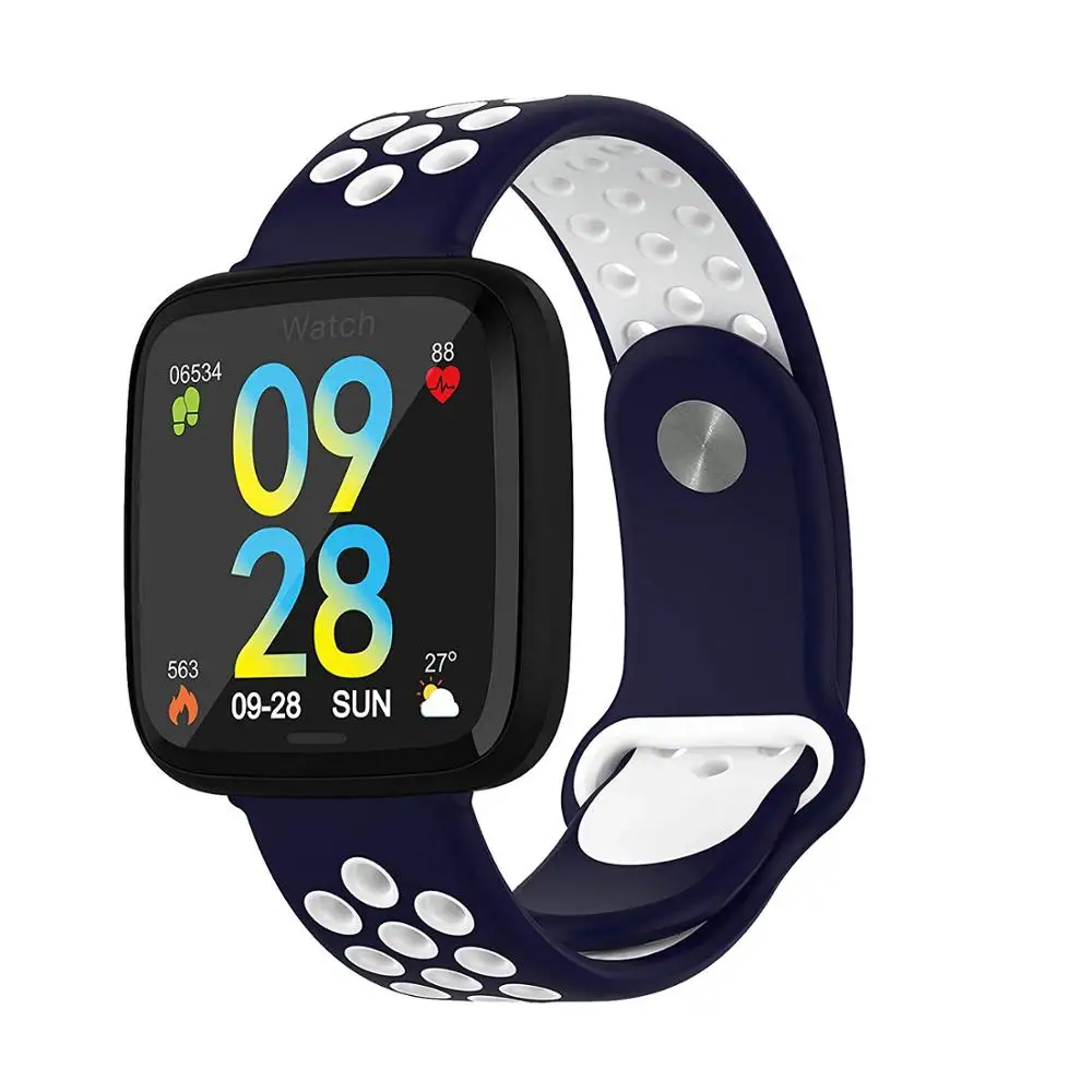 Новейшие Смарт-часы для женщин и мужчин, браслет, мониторинг сердечного ритма и сна, шагомер, IP67, водонепроницаемые часы, поддержка Whatsapp для Android IOS - Цвет: Blue White