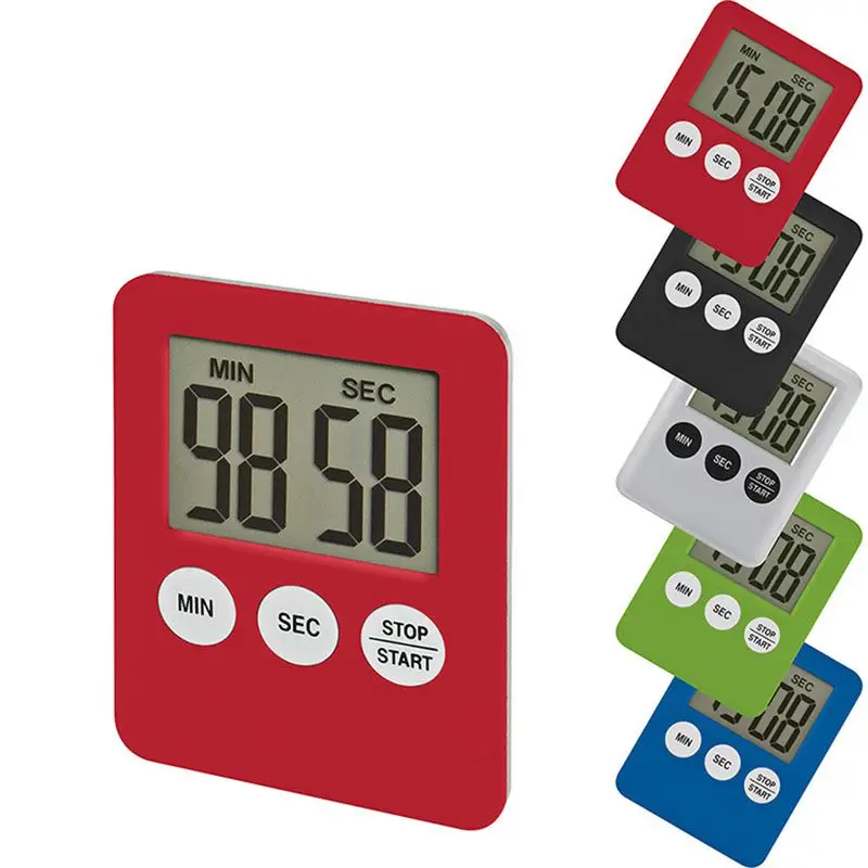 

Useful Kitchen Timers Super Thin LCD Digital Screen Kitchen Timer Square Cooking Count Up Countdown Alarm Magnet Clock 5 Color