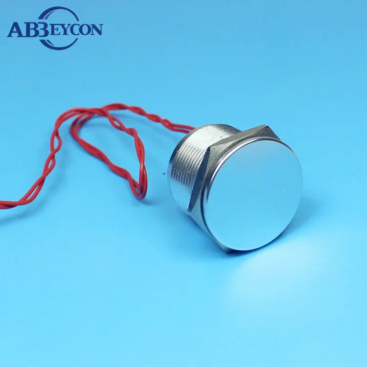 

22mm Normally Open 12V Momentary Stainless IP68 Waterproof Flat Head Touch Electric 300mm Wired Push Button Piezo Switch