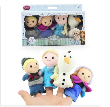 2015 new brand Finger Puppet Anna Elsa Kristoff Olaf Dolls 4pcs/set Stuffed plush Toys for Baby children Christmas gifts |