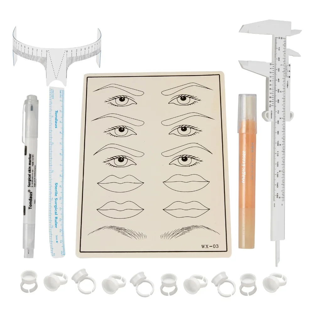 

Professional 3D Eyebrow Microblading Permanent Kit Tattoo kit Pen Needle Paste Skin Ruler