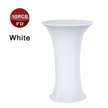 

Free Shipping 10PC Table Cover 60X110cm White Round Based Stretch Bar Table Cover Spandex Cocktail Table Cover for Party Wedding