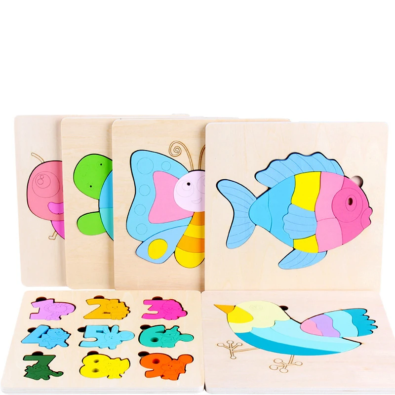 

The latest high quality 3D puzzle wooden toys children macarons cartoon animal / traffic memory puzzle children's gift