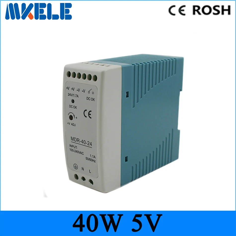 

ac dc power supply MDR-40-5 5V 40w 8A Din rail small size switch power supply for led driver