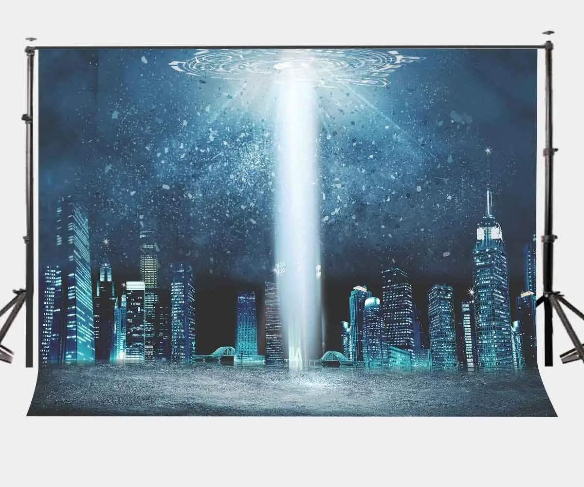 

150x220cm Amazing Night View Backdrop Science Fiction Scene Background Navy Blue Backdrop UFO Photography Studio Props