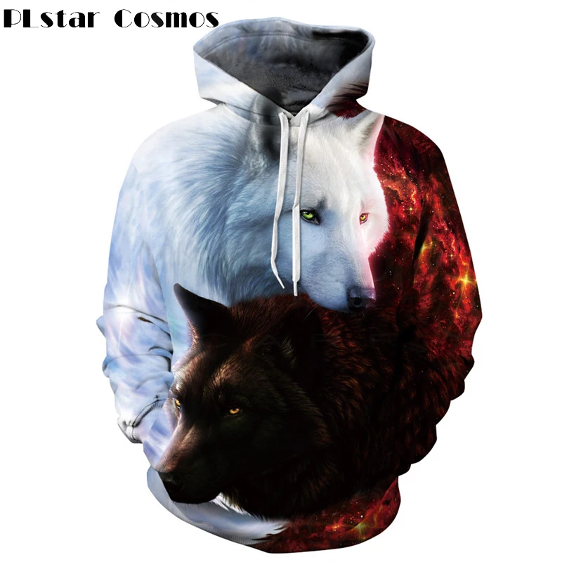 

PLstar Cosmos Hot Sale Fashion Pocket Hoodies 3d Wolf Hoodie Men/Women Sweatshirt Female Sweatshirts Digital Printed Tracksuit