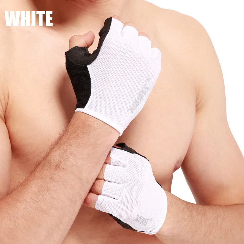 Aolikes противоскользящие перчатки для занятий тяжелой атлетикой на полпальца для тренажерного зала, бодибилдинг, полуперчатки для фитнеса, нескользящие спортивные тренировочные перчатки - Цвет: White