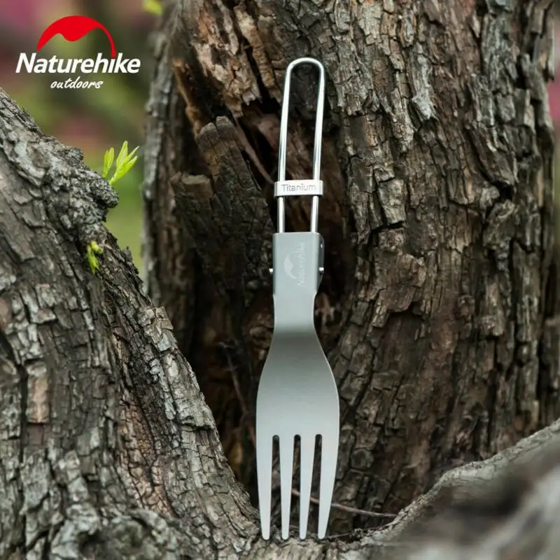 Naturehike al aire libre Camping Picnic vajilla de titanio cuchara tenedor Trekking ultraligero de senderismo al aire libre vajilla NH18C001-J