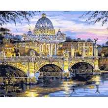 Безрамный городской мост DIY живопись по номерам современный домашний настенный художественный Рисунок ручная роспись маслом для домашнего декора