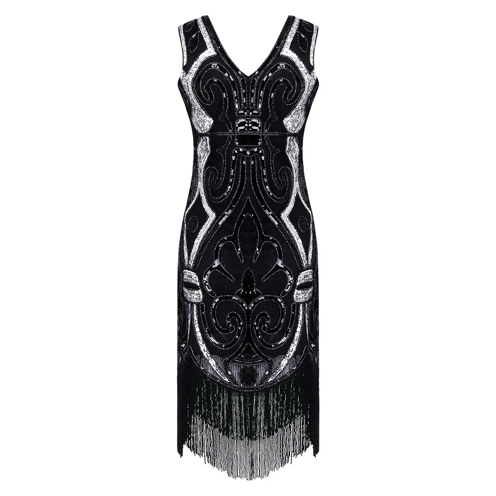 New Great Gatsby Dress Women Sequined Dress Beaded Art Deco Flapper ...