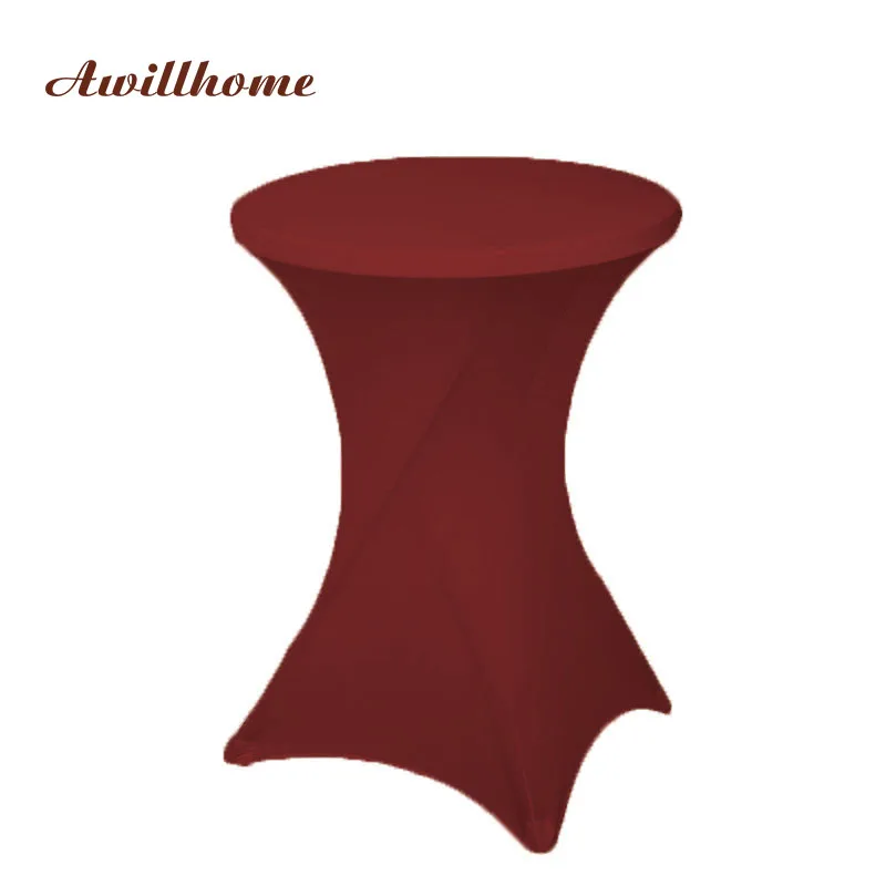 

Awillhome 10pc 23 Solid Color 60/80CM Spandex Cocktail Table Cloths Cocktail Round Table Cover Wedding Event Decorations Party