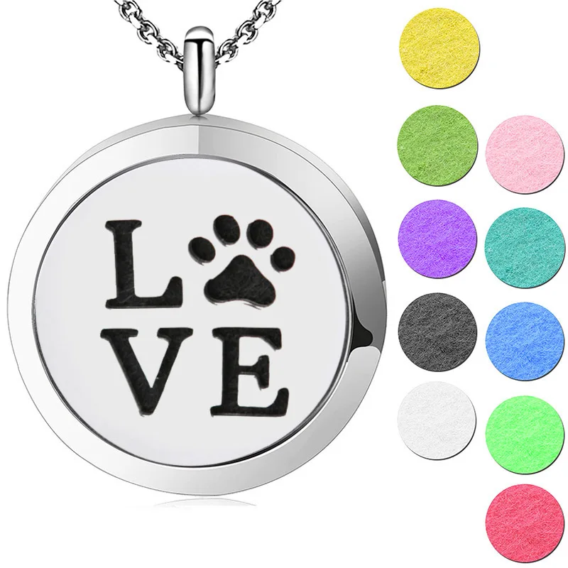love dog palm 10 шт. новая стрела ароматерапия эфирное масло хирургическая нержавеющая сталь кулон ожерелье духи медальон со светорассеивателем с войлоком КПК - Окраска металла: love dog palm
