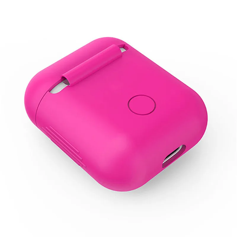 

VOBERRY Hot New Fashion Solid Color Earphone Box Soft Silicone Protective Cover Case For Apple AirPods Carry Case Hot Pink