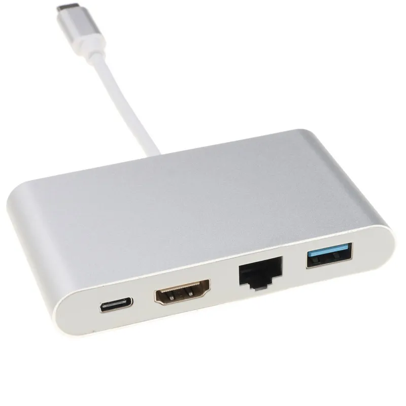 Горячая Распродажа USB C к HDMI 4K Gigabit Ethernet RJ45 порт USB 3,1 type C адаптер USB-C разветвитель концентратор для Macbook HDTV