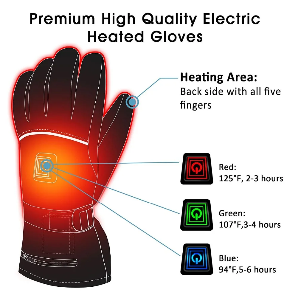 7,4 V с электрическим подогревом перчатки с Перезаряжаемые Батарея с подогревом перчатки зимние водонепроницаемые Для женщин Для мужчин перчатки для chronicall холодные руки