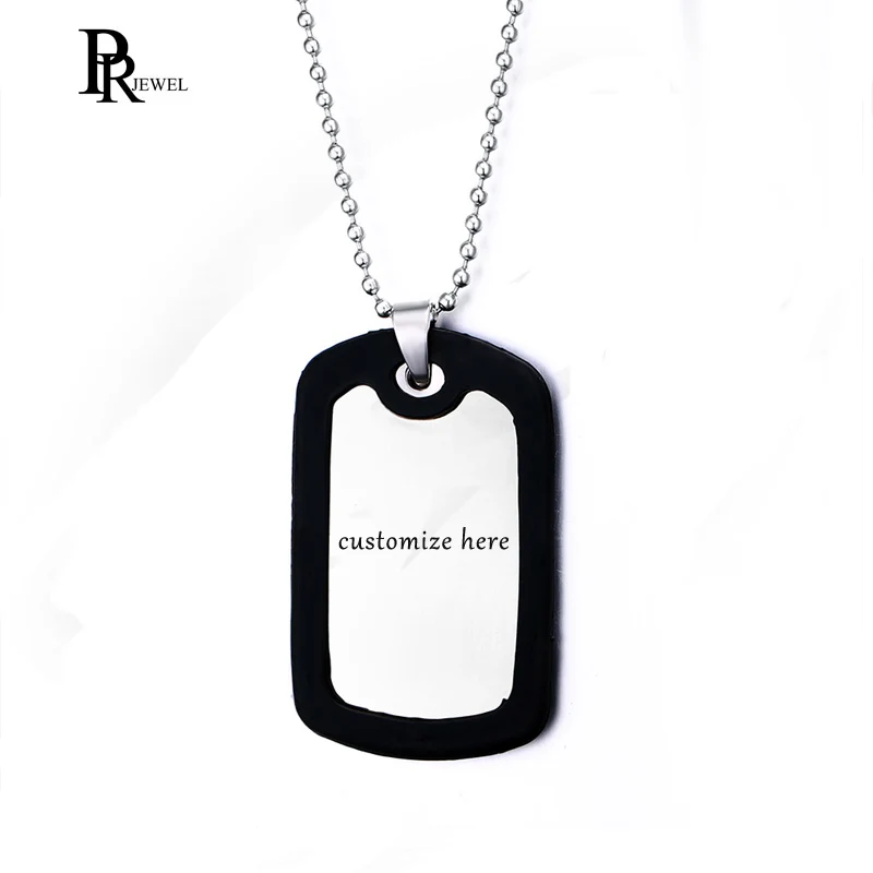 

Custom Engraved Silicone ID Dog Tag Pendant with Stainless Steel Chain