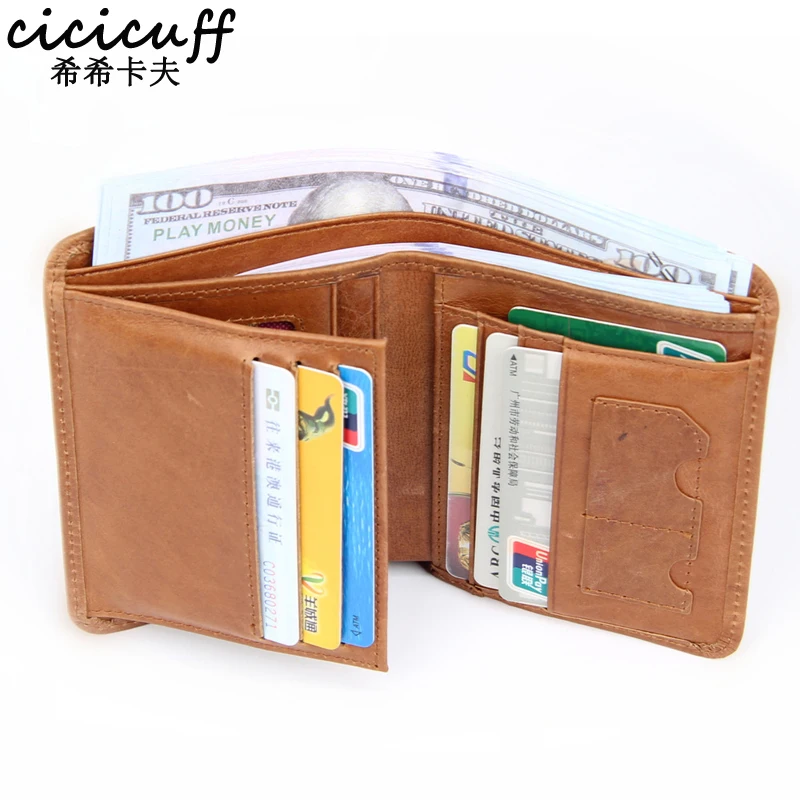 

CICICUFF RFID Anti-theft Wallets for Men Casual Credit Card Case ID Cash Coin Holder Small Wallet Genuine Leather Men's Wallet