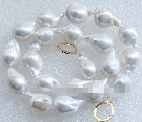 

Jewelr 004701 Natural 22mm Baroque white Reborn Keshi pearls necklace