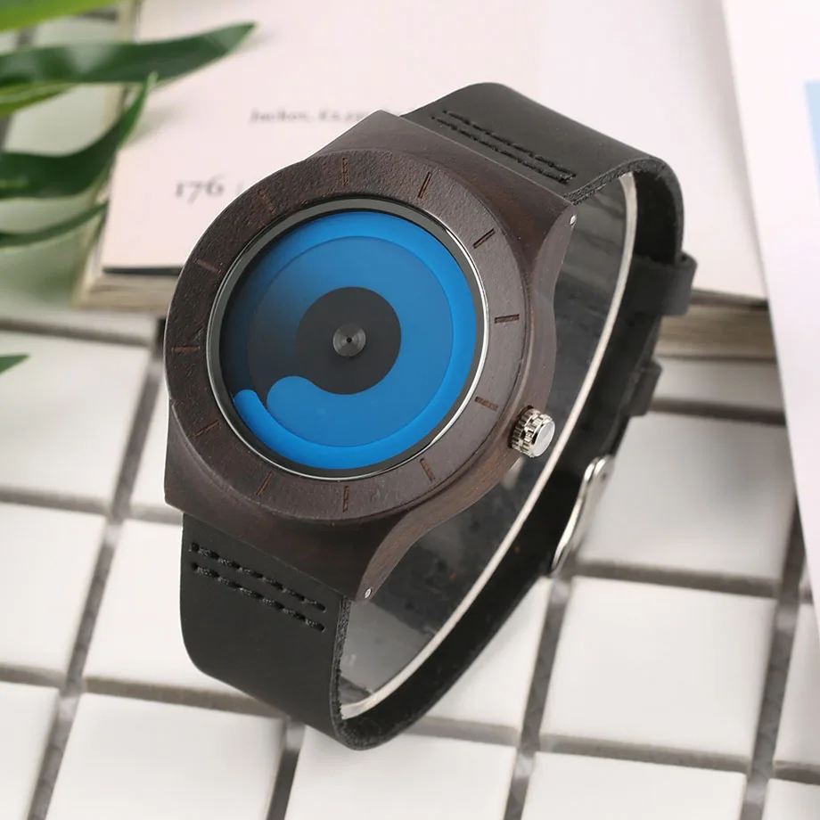 YISUYA Hot Fashion Women Creative Rotation Aurora Wood Watches Luxury Ladies Genuine Leather Wristwatch Causal Relogio Feminino (8)