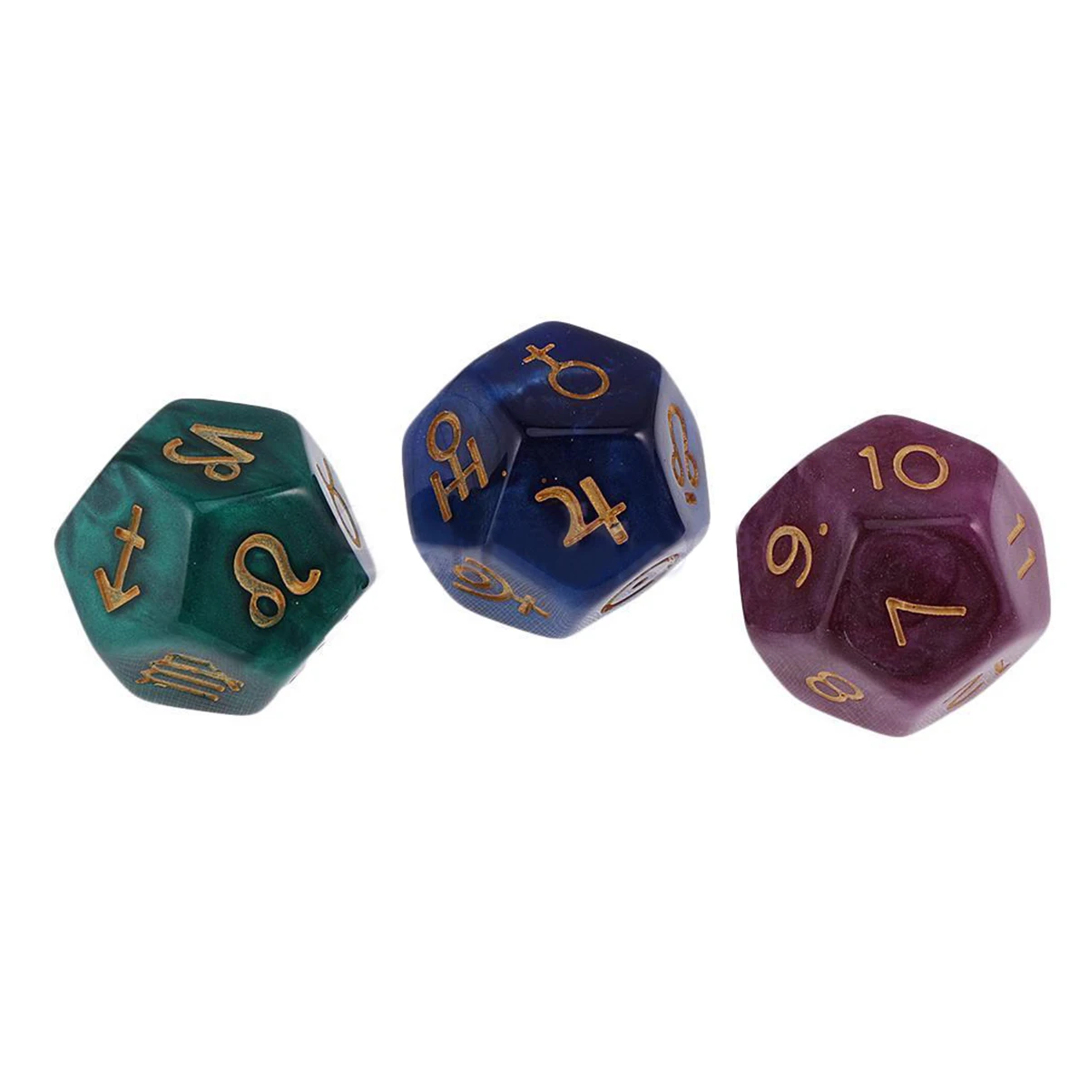 3 Pieces Pearl 12-sided Astrology Zodiac Signs Dice Portable For Constellation Divination Toys For Astrologers Magical Tools