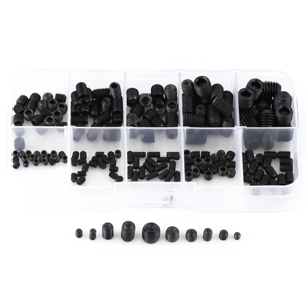 200pcs/Set Grub Screw Hex Socket Head Grub Set Screw Cup Point
