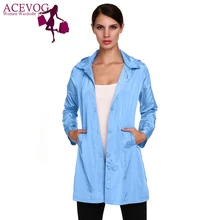 ACEVOG Brand Women Jacket Raincoat Plus Size Autumn Winter Manteaux Femme Stylish Ladies Packable Solid Casual