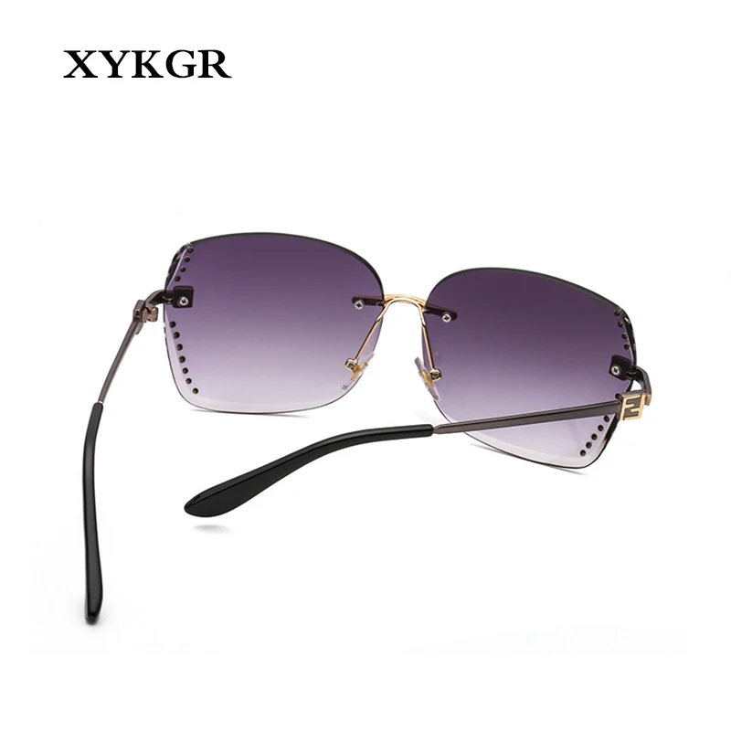 XYKGR Модные мужские бескаркасные Солнцезащитные очки женские брендовые дизайнерские градиентные солнцезащитные очки женские трендовые модные очки UV400