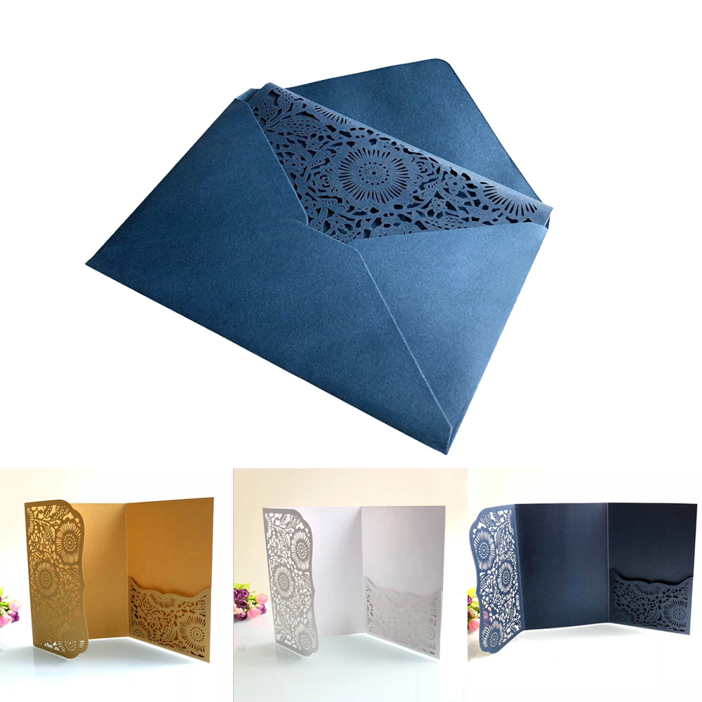  10PCS Christmas Party Invitations Laser Cut Wedding Invitations Cards Tri-Fold Lace Business invita - 32959938876
