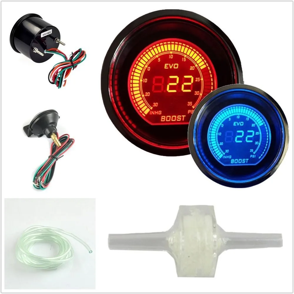 

DRAGON GAUGE 52mm EVO Boost Turbo Gauge Psi Red Blue Dual Led Display With Sensor