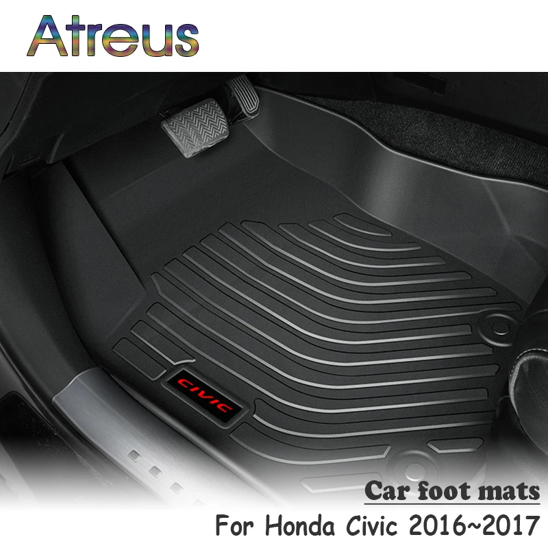 

Atreus NEW 1Set TPE Car Floor Foot Mat For Honda Civic 2016 2017 Car-styling Boot Liner Accessories Anti-slip Waterproof Carpet