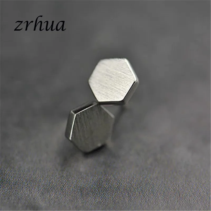 

ZRHUA 925 Sterling Silver High Quality Stud Earrings For Women Girl Simple Metal Geometric Brincos 2019 Newest Sell for Party