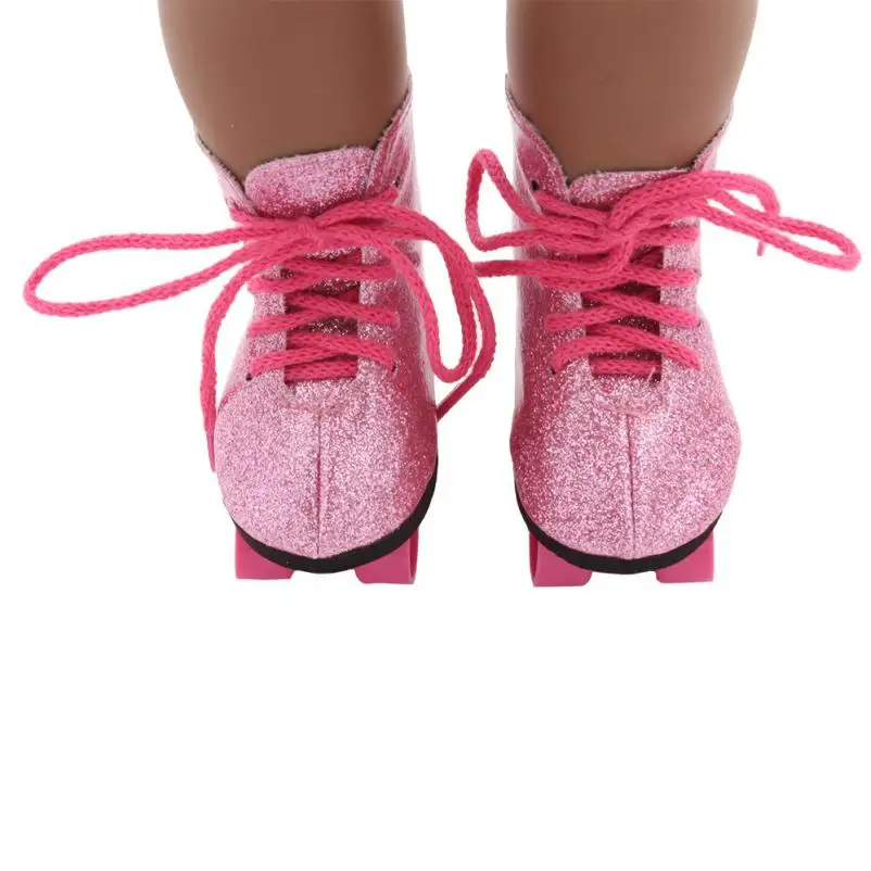 

Glitter Doll Roller Skates For 18 Inch Our Generation Girl Doll Accessories gift for kid Drop Shipping Y0110
